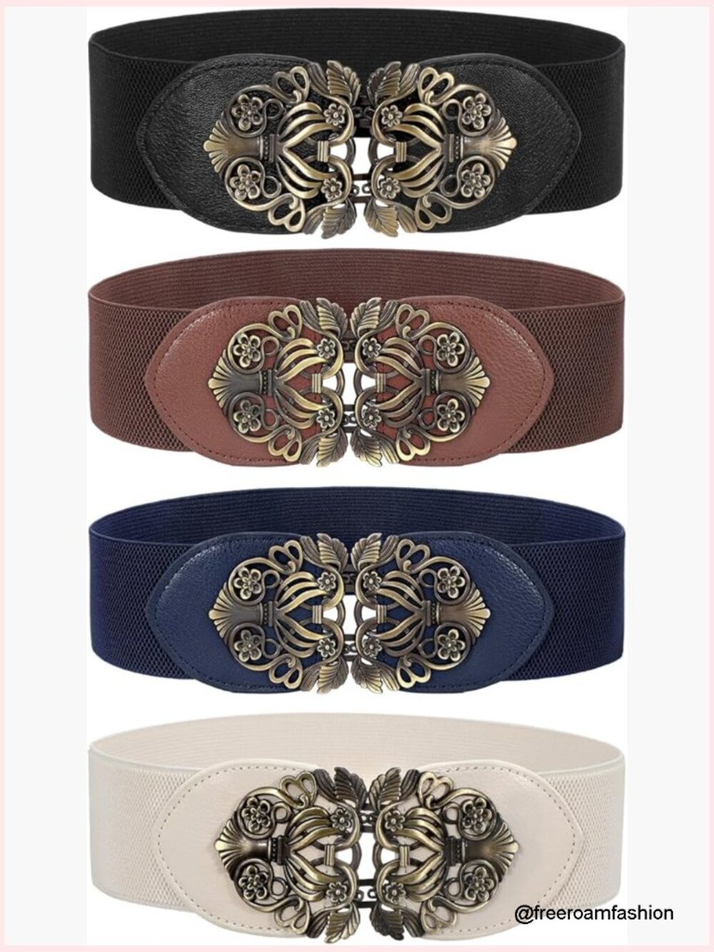 Vintage Wide Waist Belt Set - Elastic Stretch Belt with Retro Interlocking